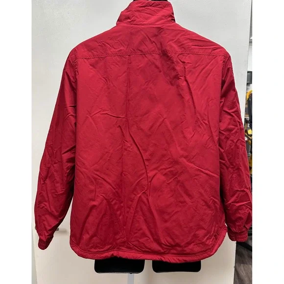 LL Bean Red Fleece Lined Jacket with Mountain Logo Size XL Hiking Winter Warm - Picture 11 of 16